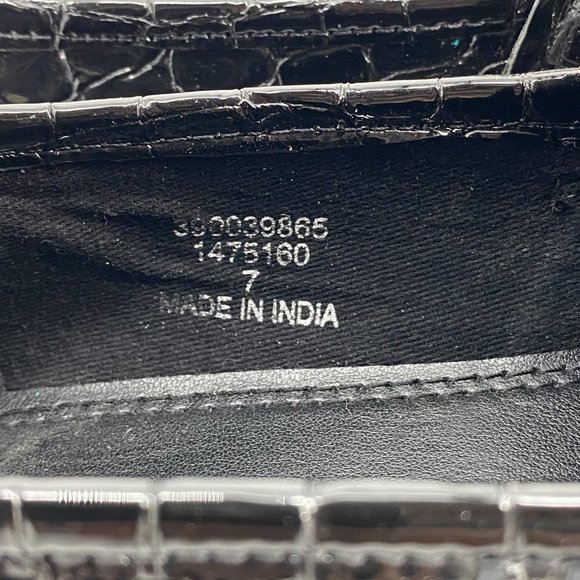 ASOS DESIGN Croc Meze Chunky Fringed Patent Leather Loafers - Picture 14 of 16